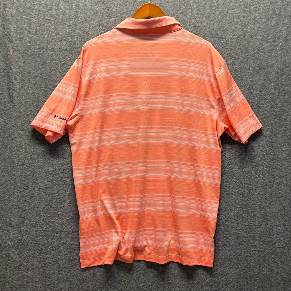 Columbia Golf Mens XL Orange Space Dye Stripe Clemson Paw Polo Shirt - Picture 3 of 9